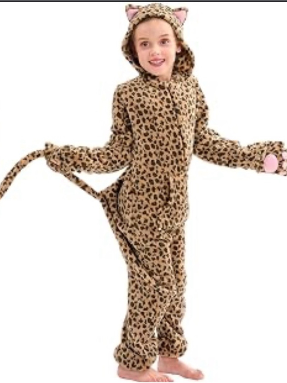 Kids Leopard Print Hooded Costume Onesie